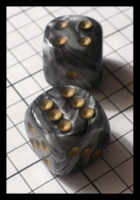 Dice : Dice - 6D Pipped - Grey Swirl with Gold Pips - FA collection buy Dec 2010